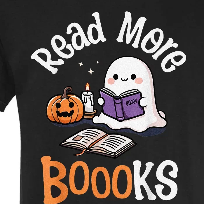 Halloween Ghost Reading Read More Books Librarian Teacher Garment-Dyed Heavyweight T-Shirt