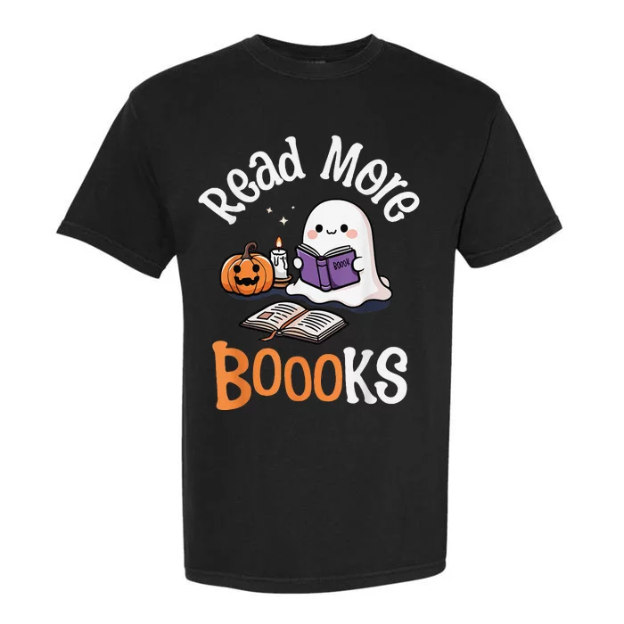 Halloween Ghost Reading Read More Books Librarian Teacher Garment-Dyed Heavyweight T-Shirt