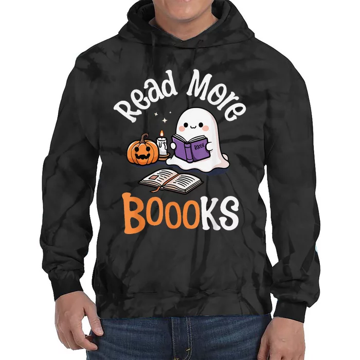 Halloween Ghost Reading Read More Books Librarian Teacher Tie Dye Hoodie