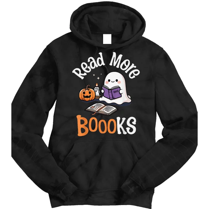 Halloween Ghost Reading Read More Books Librarian Teacher Tie Dye Hoodie