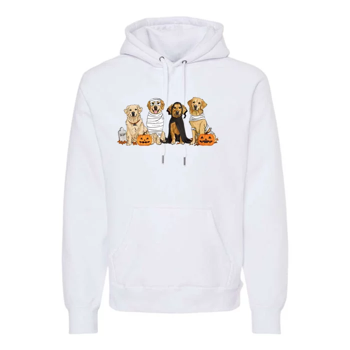 Halloween Golden Retriever Ghost Dogs Premium Hoodie