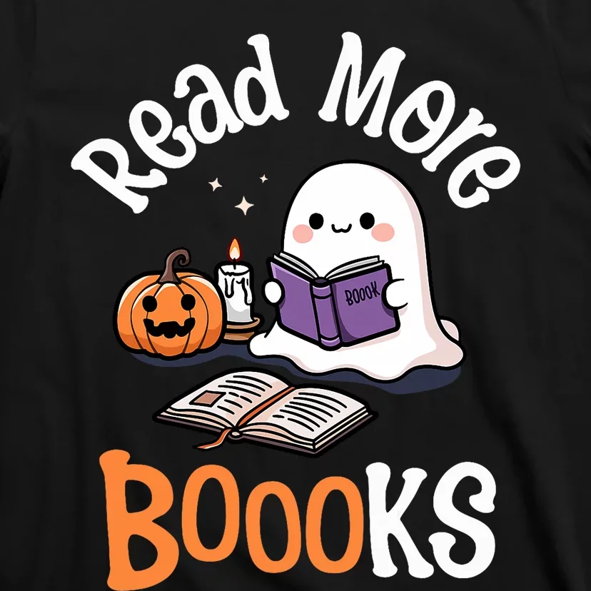 Halloween Ghost Reading Read More Books Librarian Teacher T-Shirt