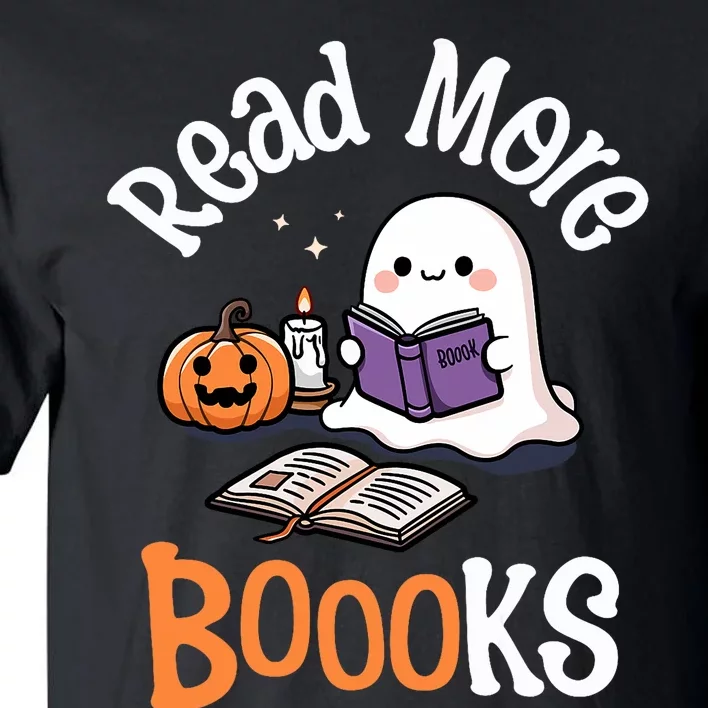 Halloween Ghost Reading Read More Books Librarian Teacher Tall T-Shirt