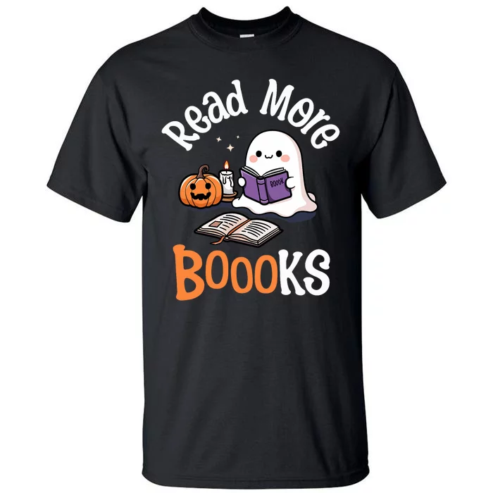 Halloween Ghost Reading Read More Books Librarian Teacher Tall T-Shirt