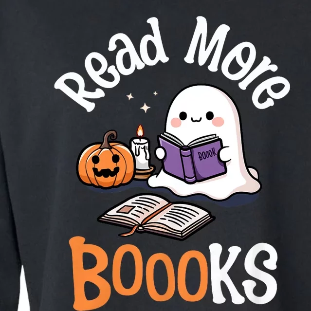 Halloween Ghost Reading Read More Books Librarian Teacher Cropped Pullover Crew