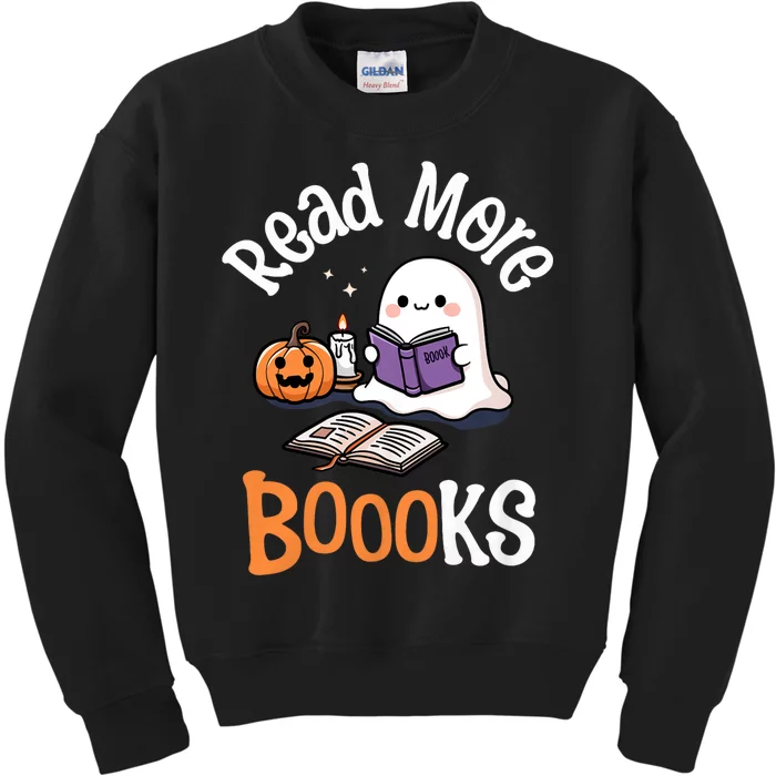 Halloween Ghost Reading Read More Books Librarian Teacher Kids Sweatshirt