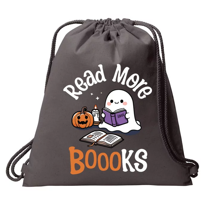 Halloween Ghost Reading Read More Books Librarian Teacher Drawstring Bag