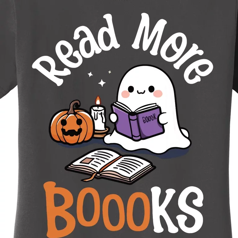 Halloween Ghost Reading Read More Books Librarian Teacher Women's T-Shirt