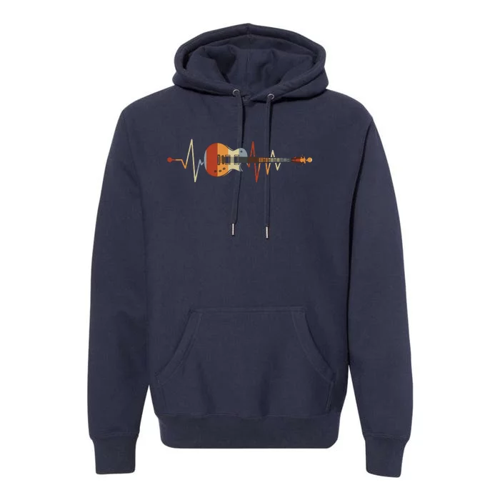 Heartbeat Guitar Retro Vintage Premium Hoodie