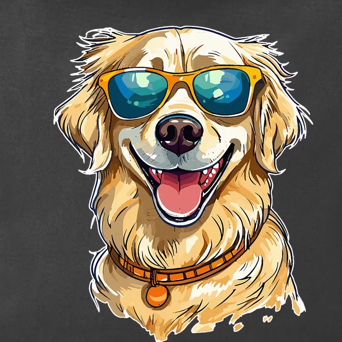 Happy Golden Retriever Wearing Sunglasses and Smiling Zip Tote Bag