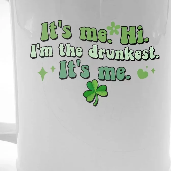 Humor Groovy Retro It's Me. Hi. I'm The Drunkest. It's Me. Front & Back Beer Stein