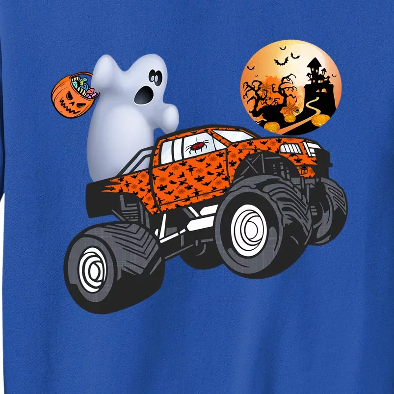 Halloween Ghost Riding Monster Truck Funny Gift Tall Sweatshirt