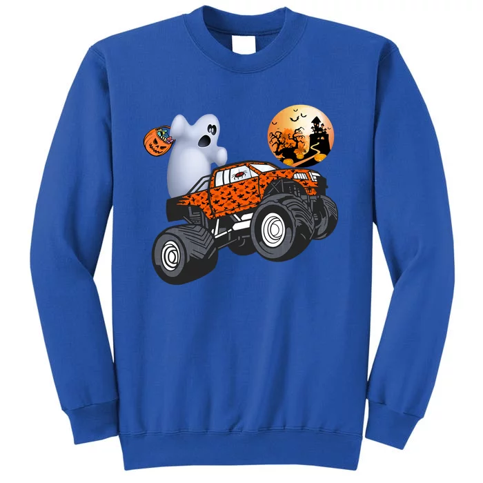 Halloween Ghost Riding Monster Truck Funny Gift Tall Sweatshirt