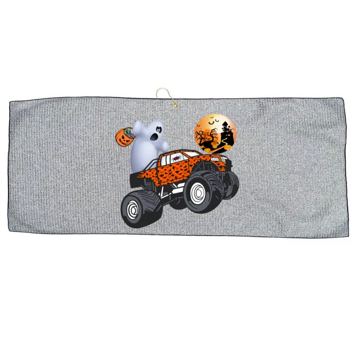 Halloween Ghost Riding Monster Truck Funny Gift Large Microfiber Waffle Golf Towel