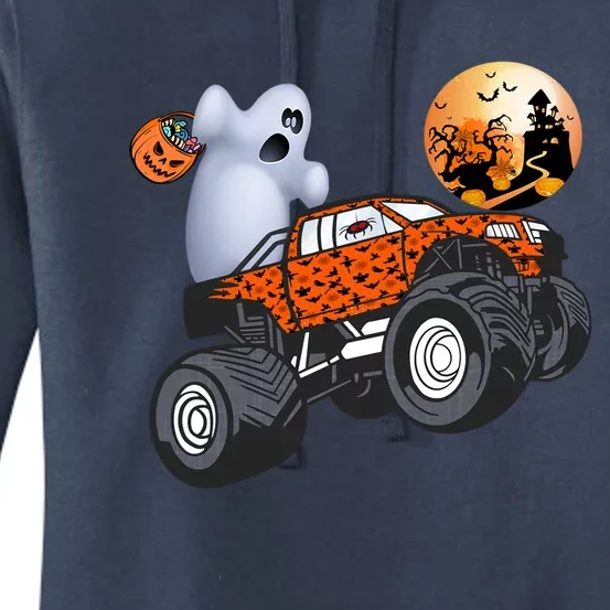 Halloween Ghost Riding Monster Truck Funny Gift Women's Pullover Hoodie