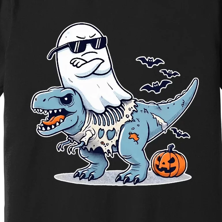 Halloween Ghost Riding Zombie Trex Funny Halloween Costume Premium T-Shirt