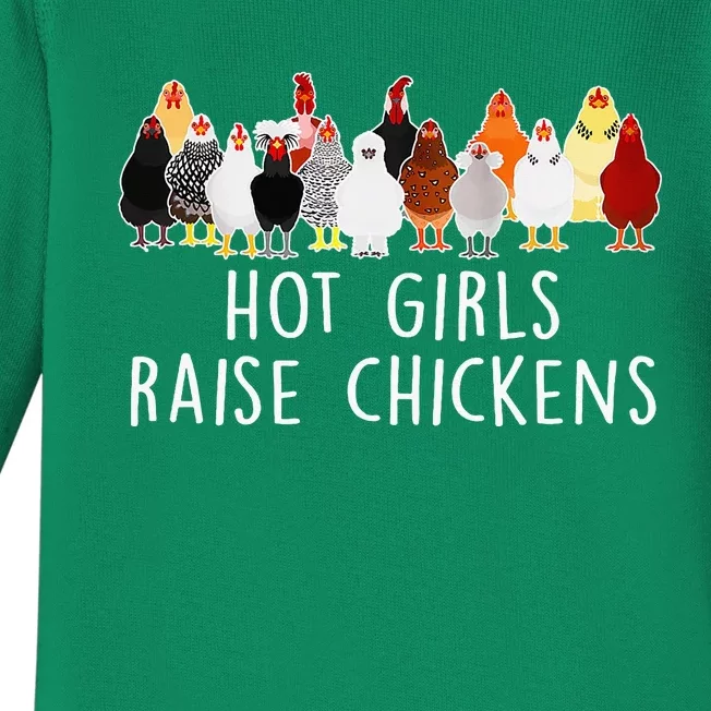 Hot Girl Raise Chickens Baby Long Sleeve Bodysuit