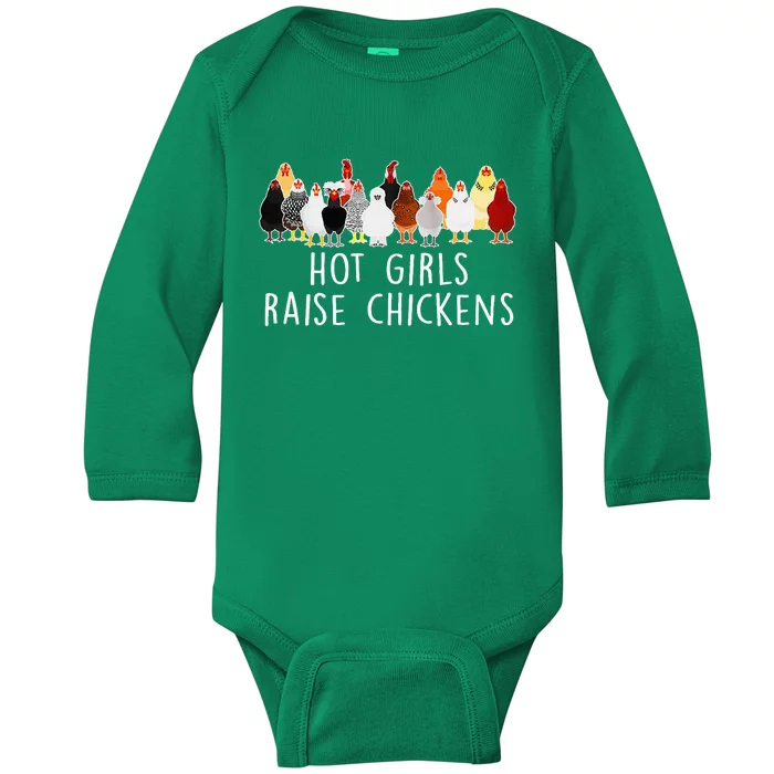 Hot Girl Raise Chickens Baby Long Sleeve Bodysuit