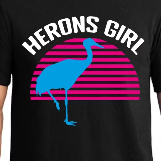 Herons Girl Retro Sunset Heron Birds Lovers Pajama Set