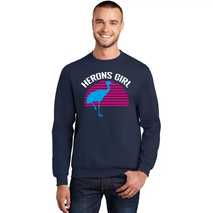 Herons Girl Retro Sunset Heron Birds Lovers Tall Sweatshirt