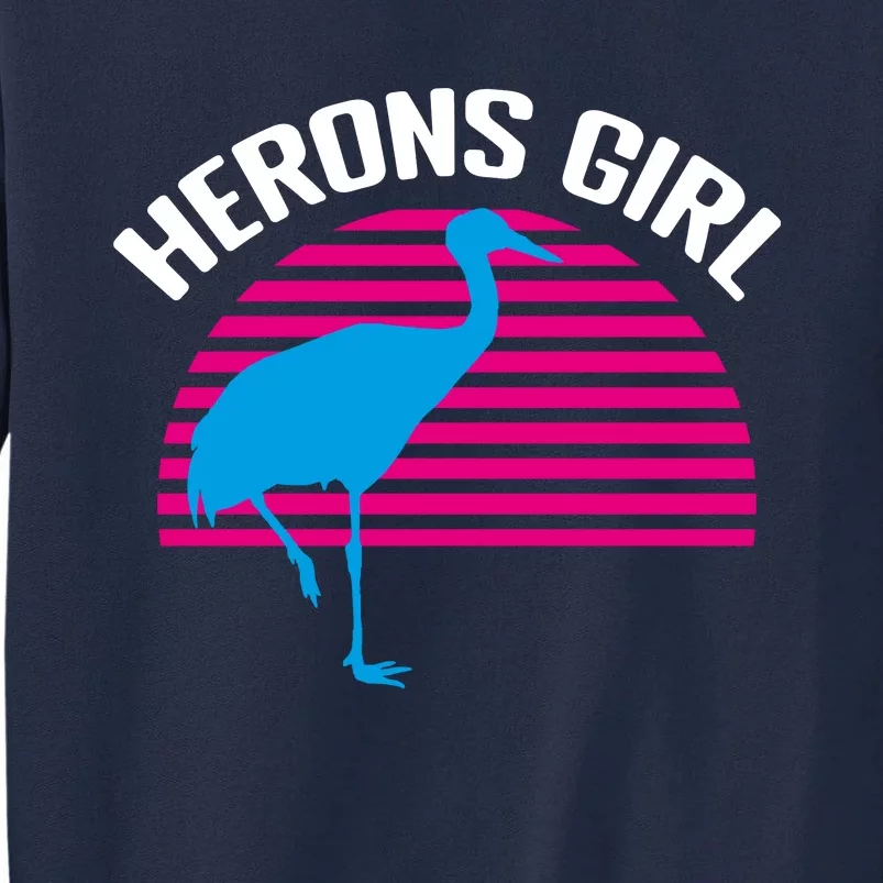 Herons Girl Retro Sunset Heron Birds Lovers Tall Sweatshirt