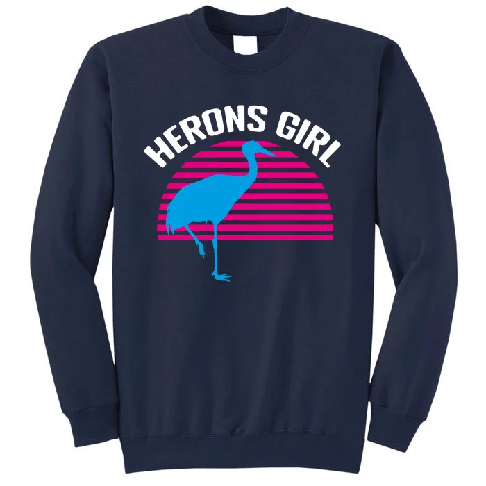 Herons Girl Retro Sunset Heron Birds Lovers Tall Sweatshirt