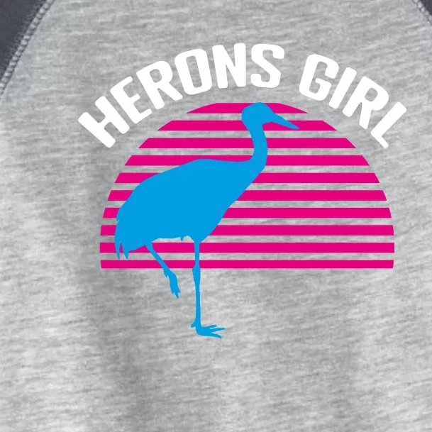 Herons Girl Retro Sunset Heron Birds Lovers Toddler Fine Jersey T-Shirt