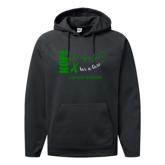 Hope Green Ribbon Lymphoma Awareness Performance Fleece Hoodie