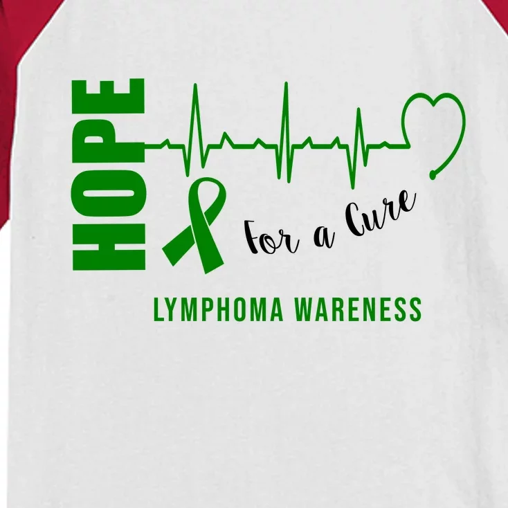 Hope Green Ribbon Lymphoma Awareness Kids Colorblock Raglan Jersey