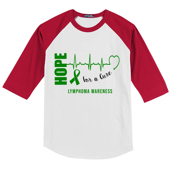 Hope Green Ribbon Lymphoma Awareness Kids Colorblock Raglan Jersey