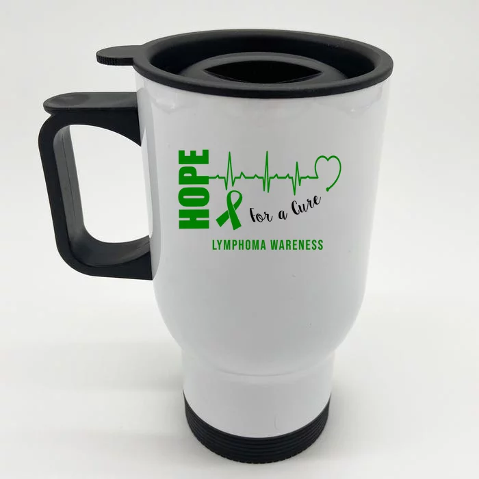 Hope Green Ribbon Lymphoma Awareness Front & Back Stainless Steel Travel Mug