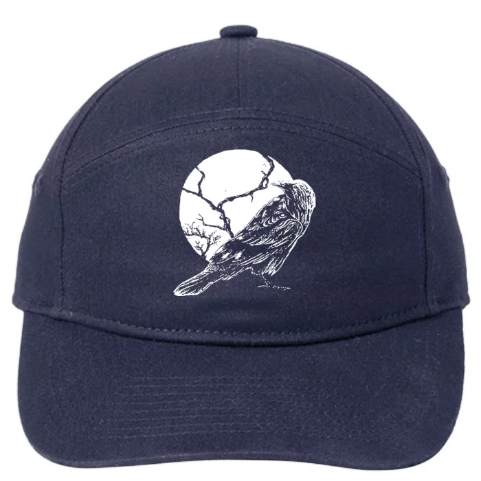 Horror Graphic Raven And Moon 7-Panel Snapback Hat