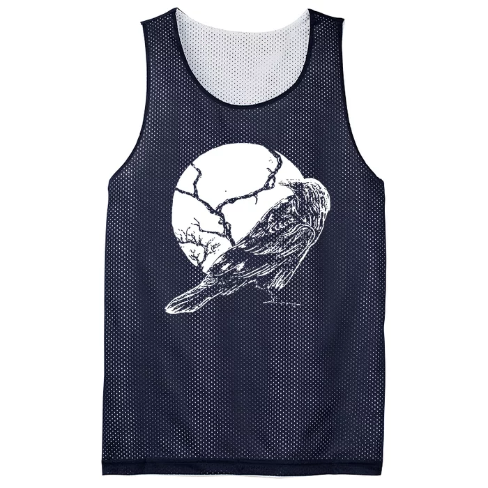 Horror Graphic Raven And Moon Mesh Reversible Basketball Jersey Tank