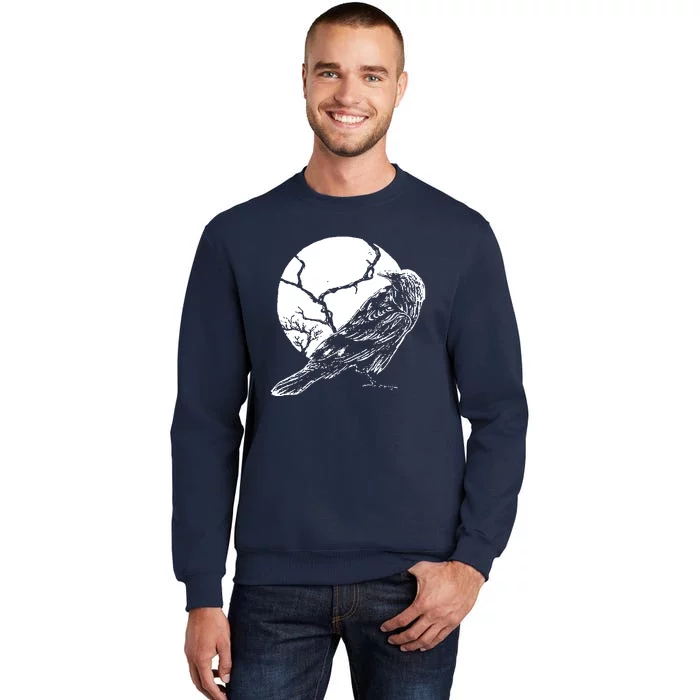 Horror Graphic Raven And Moon Tall Sweatshirt