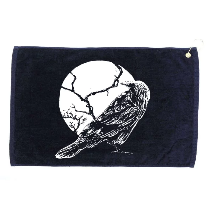 Horror Graphic Raven And Moon Grommeted Golf Towel