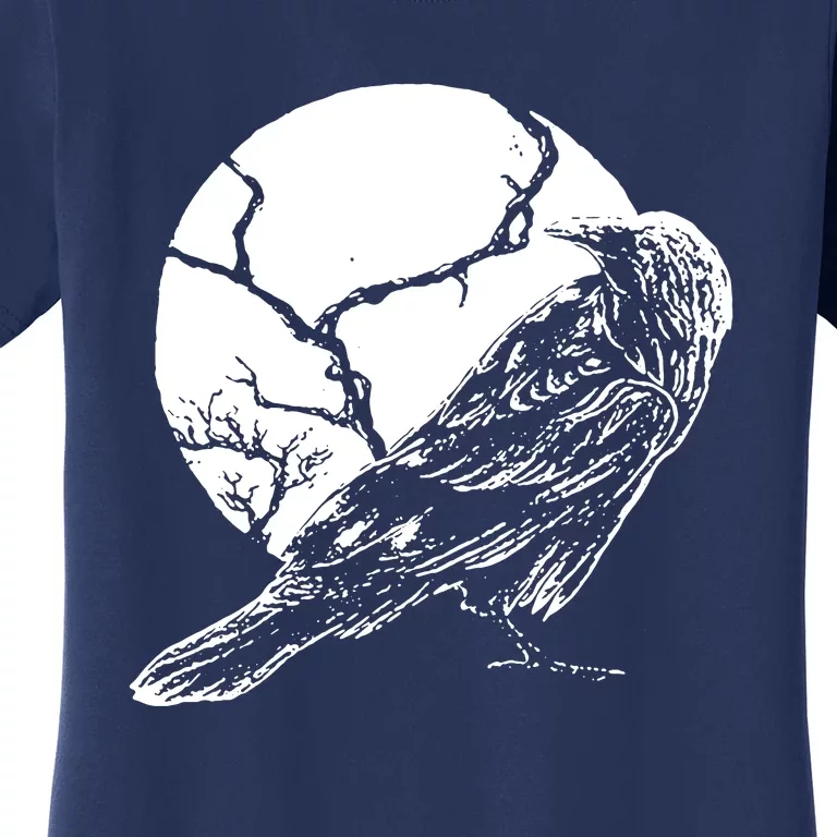 Horror Graphic Raven And Moon Women's T-Shirt