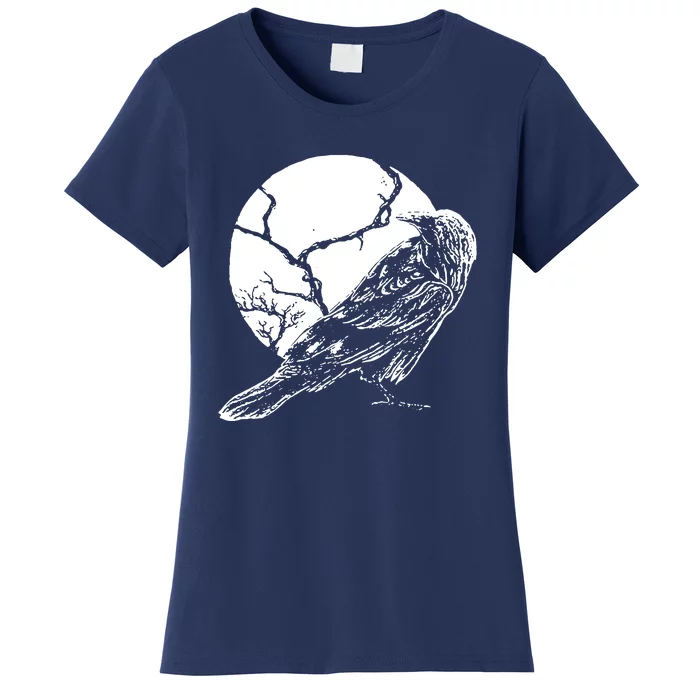 Horror Graphic Raven And Moon Women's T-Shirt