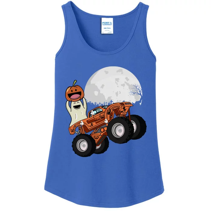 Halloween Ghost Riding Monster Truck Gift Ladies Essential Tank