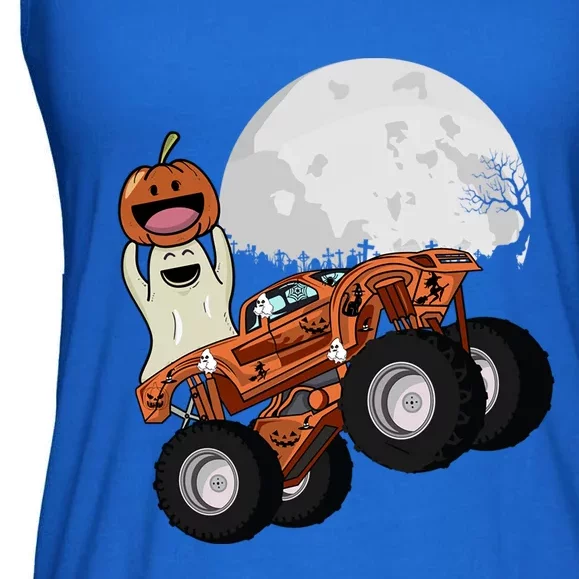 Halloween Ghost Riding Monster Truck Gift Ladies Essential Flowy Tank