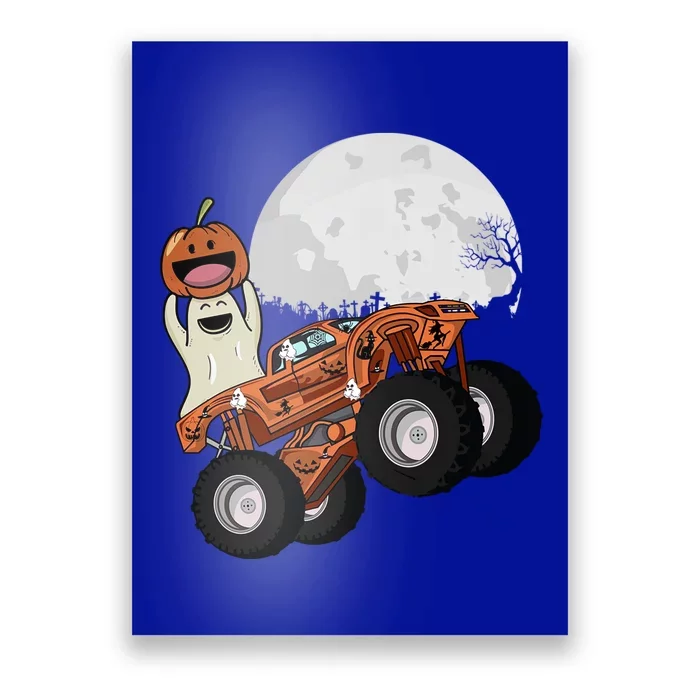 Halloween Ghost Riding Monster Truck Gift Poster