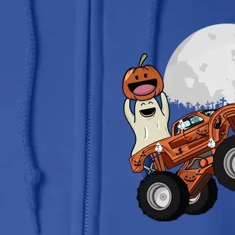 Halloween Ghost Riding Monster Truck Gift Full Zip Hoodie