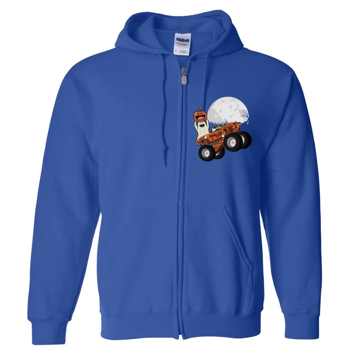 Halloween Ghost Riding Monster Truck Gift Full Zip Hoodie