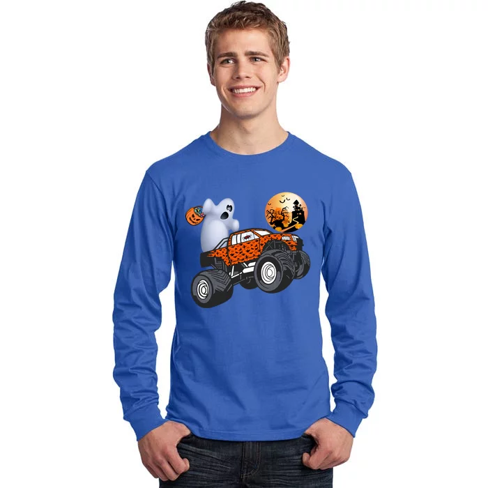 Halloween Ghost Riding Monster Truck Gift Tall Long Sleeve T-Shirt