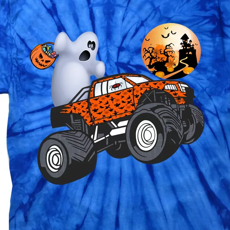 Halloween Ghost Riding Monster Truck Gift Tie-Dye T-Shirt