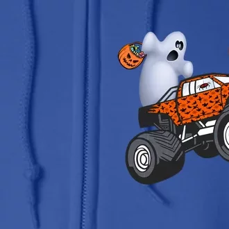 Halloween Ghost Riding Monster Truck Gift Full Zip Hoodie