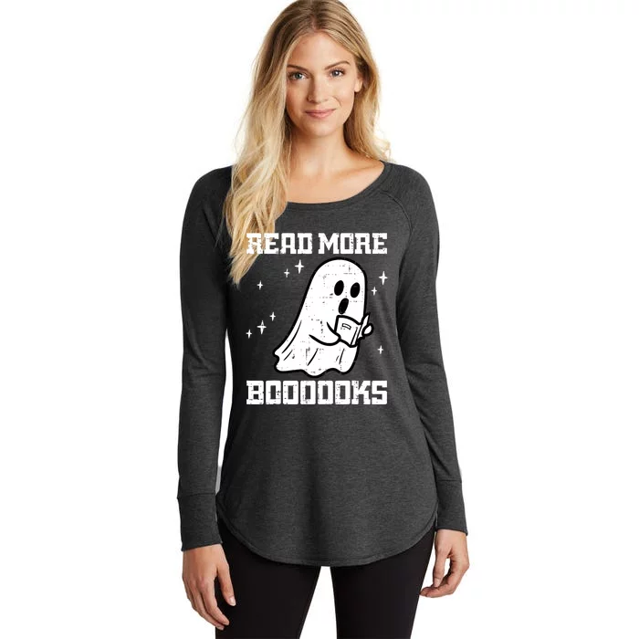 Halloween Ghost Read More Books Funny Teacher Librarian Women's Perfect Tri Tunic Long Sleeve Shirt