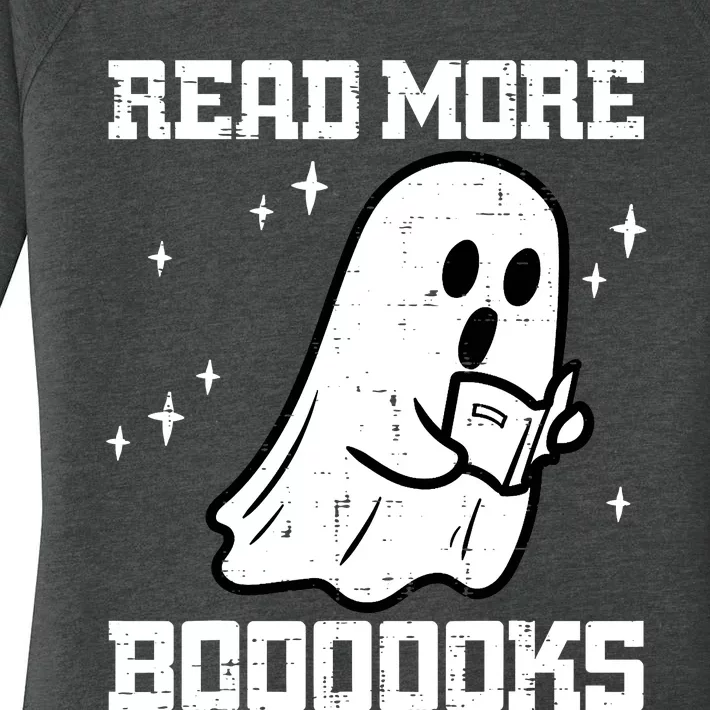 Halloween Ghost Read More Books Funny Teacher Librarian Women's Perfect Tri Tunic Long Sleeve Shirt