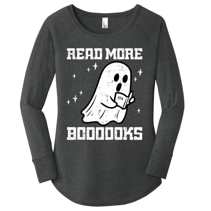 Halloween Ghost Read More Books Funny Teacher Librarian Women's Perfect Tri Tunic Long Sleeve Shirt