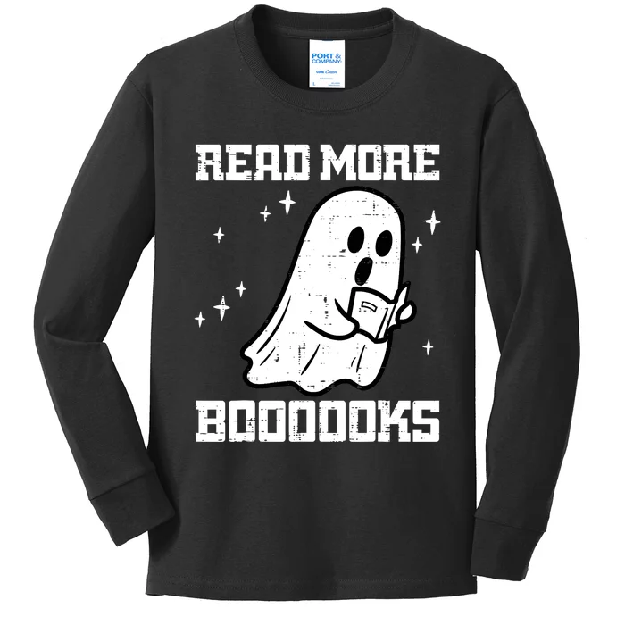 Halloween Ghost Read More Books Funny Teacher Librarian Kids Long Sleeve Shirt