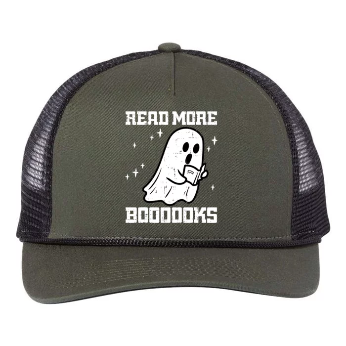 Halloween Ghost Read More Books Funny Teacher Librarian Retro Rope Trucker Hat Cap